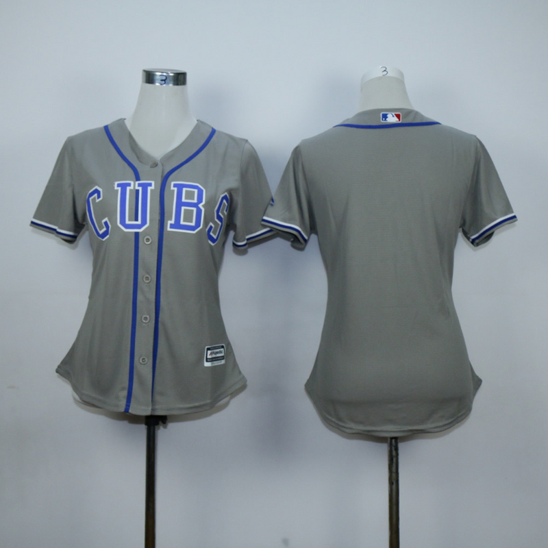 Women Chicago Cubs Blank Grey MLB Jerseys->women mlb jersey->Women Jersey